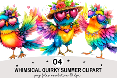 Whimsical summer Clipart Watercolor png Product Image 3