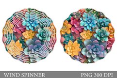Succulents Wind Spinner Design. Plants Spinner Sublimation Product Image 1