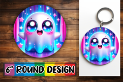 Blissful Keychain Round PNG Style, 3D Cute Ghost Product Image 1