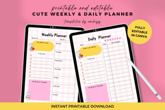 Cute Daily and Weekly Planner Canva Template | Editable Product Image 4