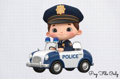 Watercolor Cute Police Clipart PNG Product Image 1