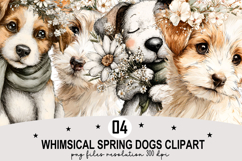Whimsical Spring Dogs Clipart Watercolor PNG Product Image 1