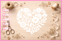 Paper Cut Floral Heart , Paper Cut Heart SVG Product Image 1