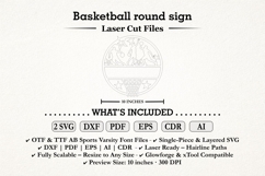 Basketball Round Name Sign SVG Laser Cut Product Image 5