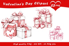 Valentine Day Watercolor Gift Box Clipart PNG Product Image 1