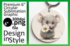 Cute Mouse and Blossoms Round Design PNG Product Image 1