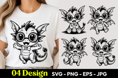 Sweet Baby Dragon SVG PNG Product Image 1