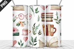 Book And Flowers Tumbler Design| Valentine Tumbler Wrap Product Image 5