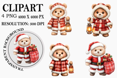 Whimsical Bear Clipart Watercolor PNG Product Image 1