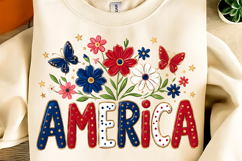 Boho Floral USA T-shirt Design, Floral America PNG, USA PNG Product Image 9