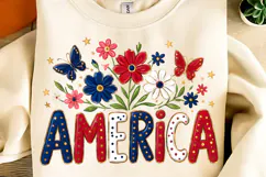Boho Floral USA T-shirt Design, Floral America PNG, USA PNG Product Image 9