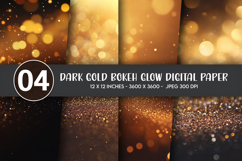 Dark Gold Bokeh Glow Digital Paper Product Image 1