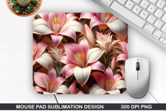 3D Flowers Mouse Pad Sublimation, Flowers Mouse Pad PNG Product Image 1