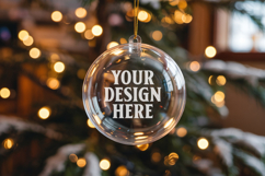 Acrylic Christmas Ornament Mockups | Clear Round Holiday Product Image 1