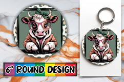 Whimsical Circle Car Coasters PNG, Cute Cow Product Image 1