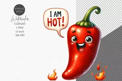 I am hot, Funny clipart, Chili clipart Product Image 1