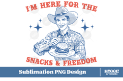 Snacks &amp; Freedom American Cowboy 4th of July USA PNG DTF Product Image 1