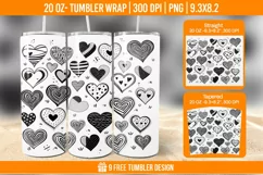 3D Cute Heart Tumbler Wrap Designs, Sublimation Wrap Product Image 1