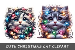 Cute Christmas Cat clipart, Cat Sublimation png Product Image 1