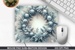 Snowflakes Mouse Pad Sublimation, Christmas Mouse Pad PNG Product Image 1