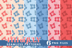 America 4th July Coquette Cherry Bow Seamless Pattern Bundle Product Image 1