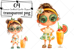 Whimsical Summer Cocktail Girls Clipart Watercolor PNG Product Image 1