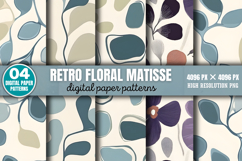 Retro floral matisse pattern Digital Paper Background PNG Product Image 8