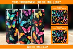 3D Cute Butterfly Tumbler Wrap Designs, Sublimation Wrap Product Image 1