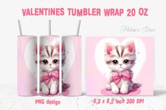 Cute Valentine cat tumbler wrap 20 oz sublimation design PNG Product Image 1