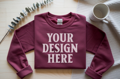 Antique Cherry Gildan 18000 Folded Flat Lay Mockups Product Image 1