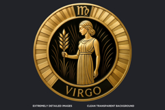 Zodiac signs Clipart, Art deco Astrology,horoscope round png Product Image 3