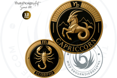 Zodiac signs Clipart, Art deco Astrology,horoscope round png Product Image 8