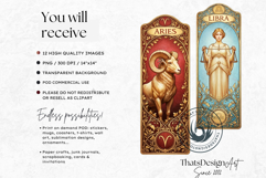 Art Nouveau Zodiac Clipart Astrology Bookmark Graphics Product Image 2