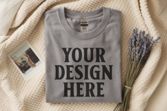 Ash Gildan 5000 Flat Lay Tshirt Mockup, G5000 mockup, trandy Product Image 1