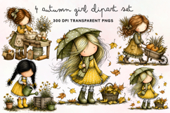Autumn Girl Clipart PNG Product Image 1
