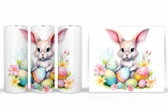 Bunny Easter Tumbler Design. Spring Bunny Tumbler Wrap Product Image 2