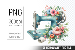 Vintage Sewing Machine Clipart PNG Bundle, High Quality PNG Product Image 10