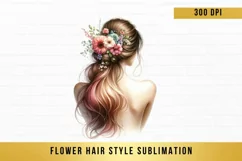 flower hair style sublimation, hair style woman clipart Product Image 14