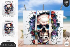 3D Scary Skull Tumbler Wrap | 3D Sublimation Wrap Design Product Image 1