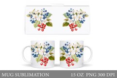 Berries Mug Sublimation. Flowers Mug Wrap Design Product Image 1
