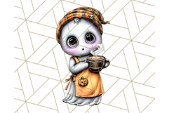 Ghost Café PNG Clipart, Cute Ghost Baristas Halloween Treats Product Image 4