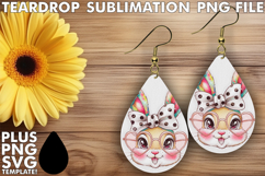 Whimsical Teardrop Earrings Art PNG, Easter Bunny Product Image 1