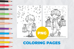 Cute boy with a flashlight Coloring Pages | Coloring book Product Image 1