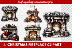 Cozy Christmas Fireplace Clipart | Holiday Mantel &amp; Winter Product Image 1