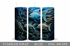 Fish Tumbler Wrap Design. 3D Fish Tumbler Wrap Sublimation Product Image 1