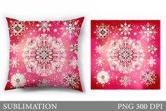 Snowflakes Pillow Design. Winter Pillow Sublimation Product Image 1