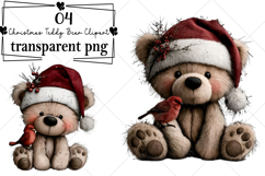 Whimsical Christmas Teddy Bear Clipart Watercolor PNG Product Image 1
