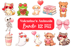 Cute Valentine’s Sublimation Bundle | Heart Animal Clipart Product Image 1