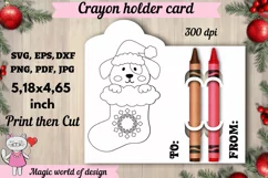 Christmas dog in santa's sock Coloring Card svg Product Image 1