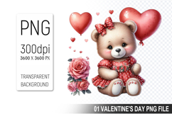 Cute Bear Sublimation, Valentine&#039;s Digital Clipart PNG Product Image 1